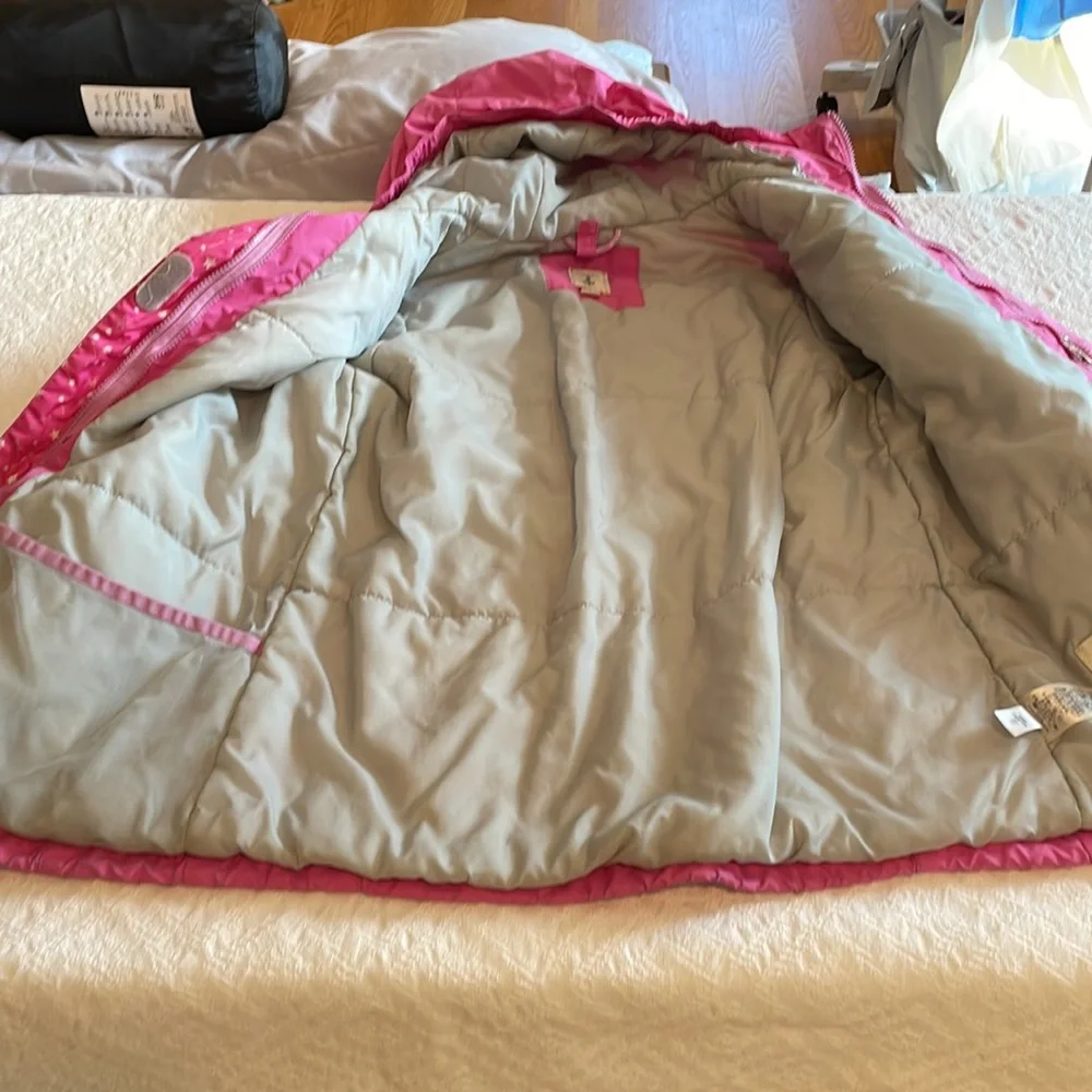 Lands End girls pink coat zipper. Parka. Large 14 - Picture 11 of 15